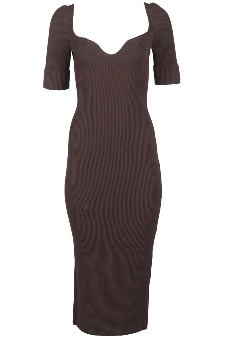 KHAITE RIBBED KNIT MIDI DRESS MEDIUM
