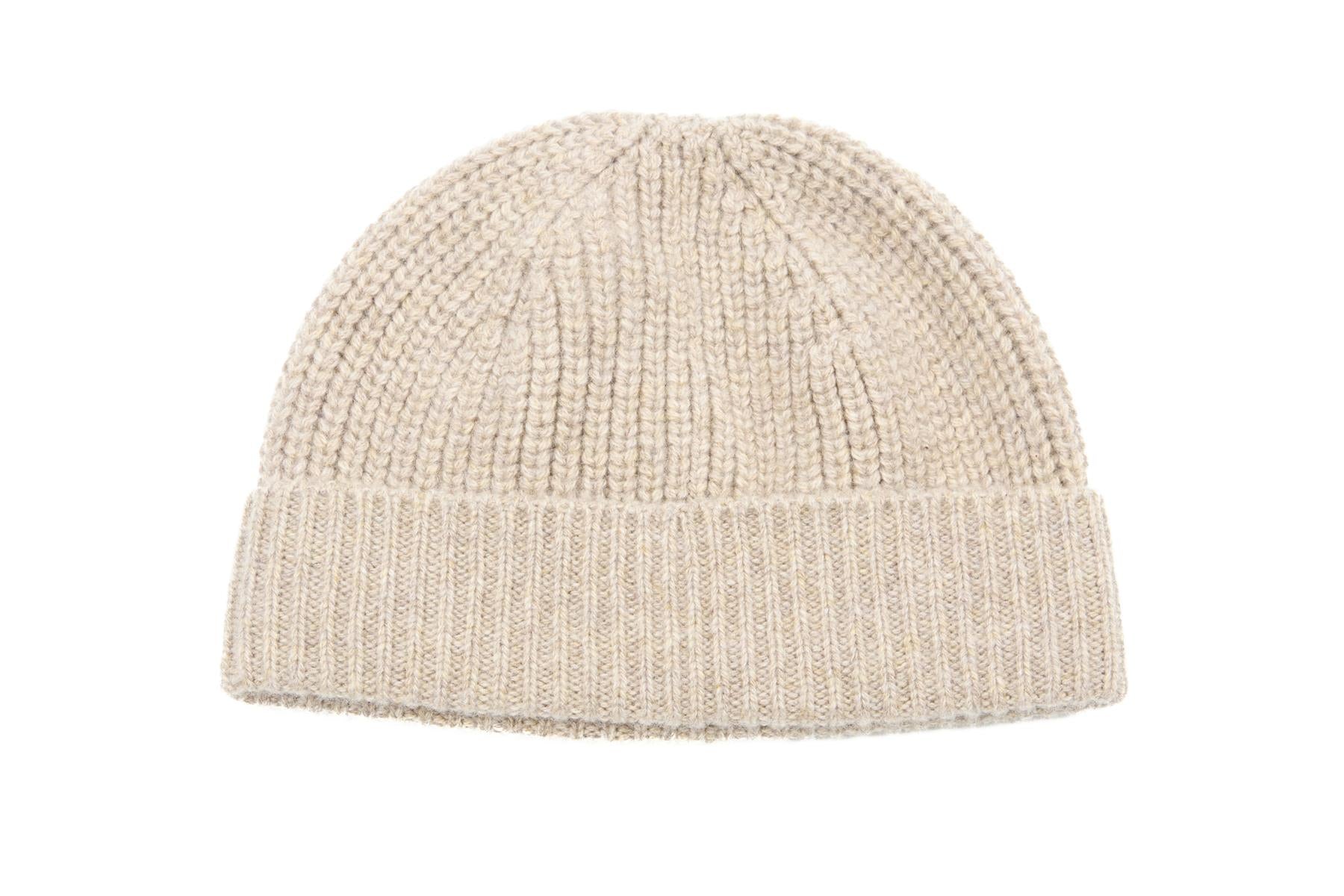 CELINE BEIGE TRIOMPHE CASHMERE BEANIE ONE SIZE