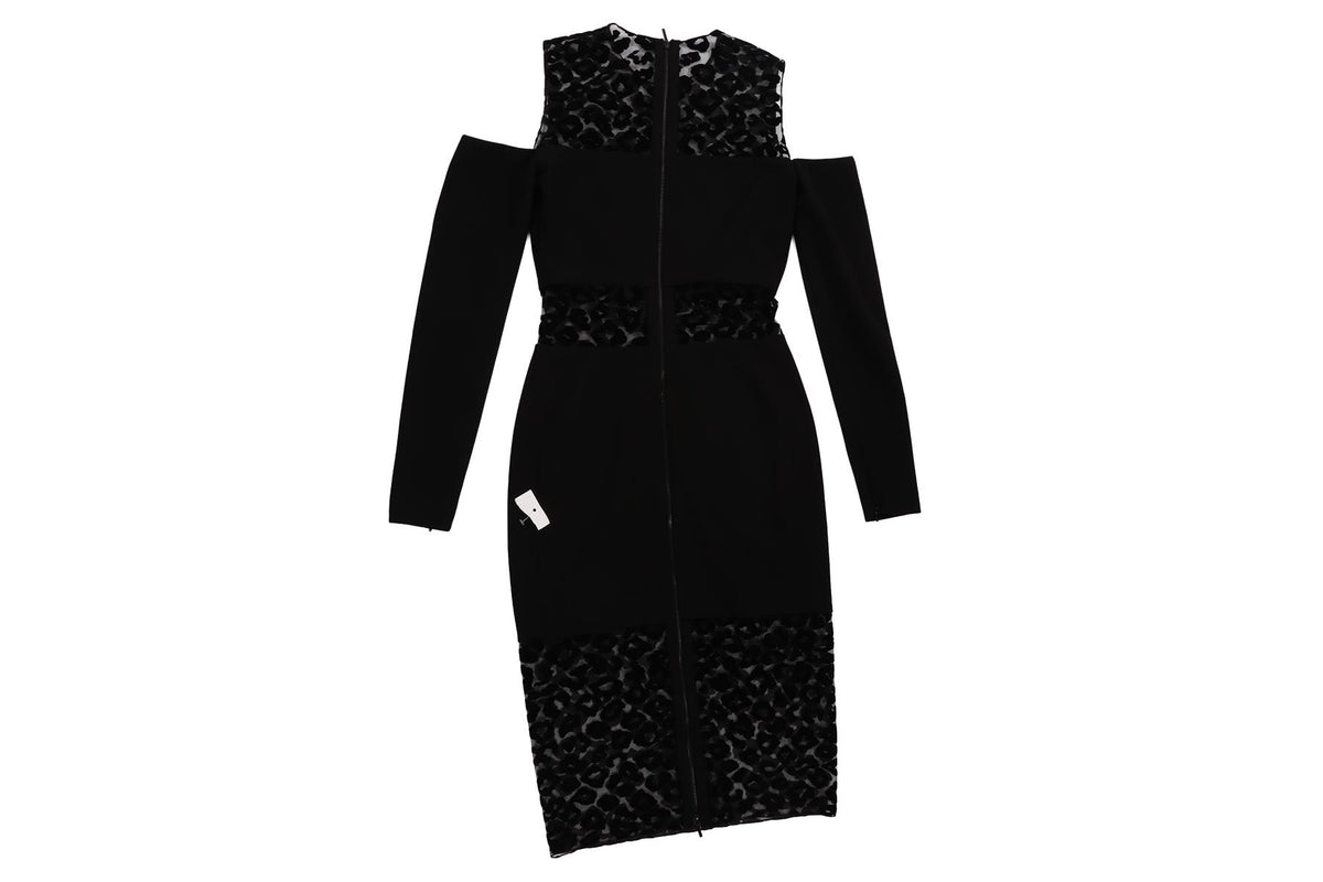 MUGLER BLACK CREPE MIDI DRESS FR 36 UK 8
