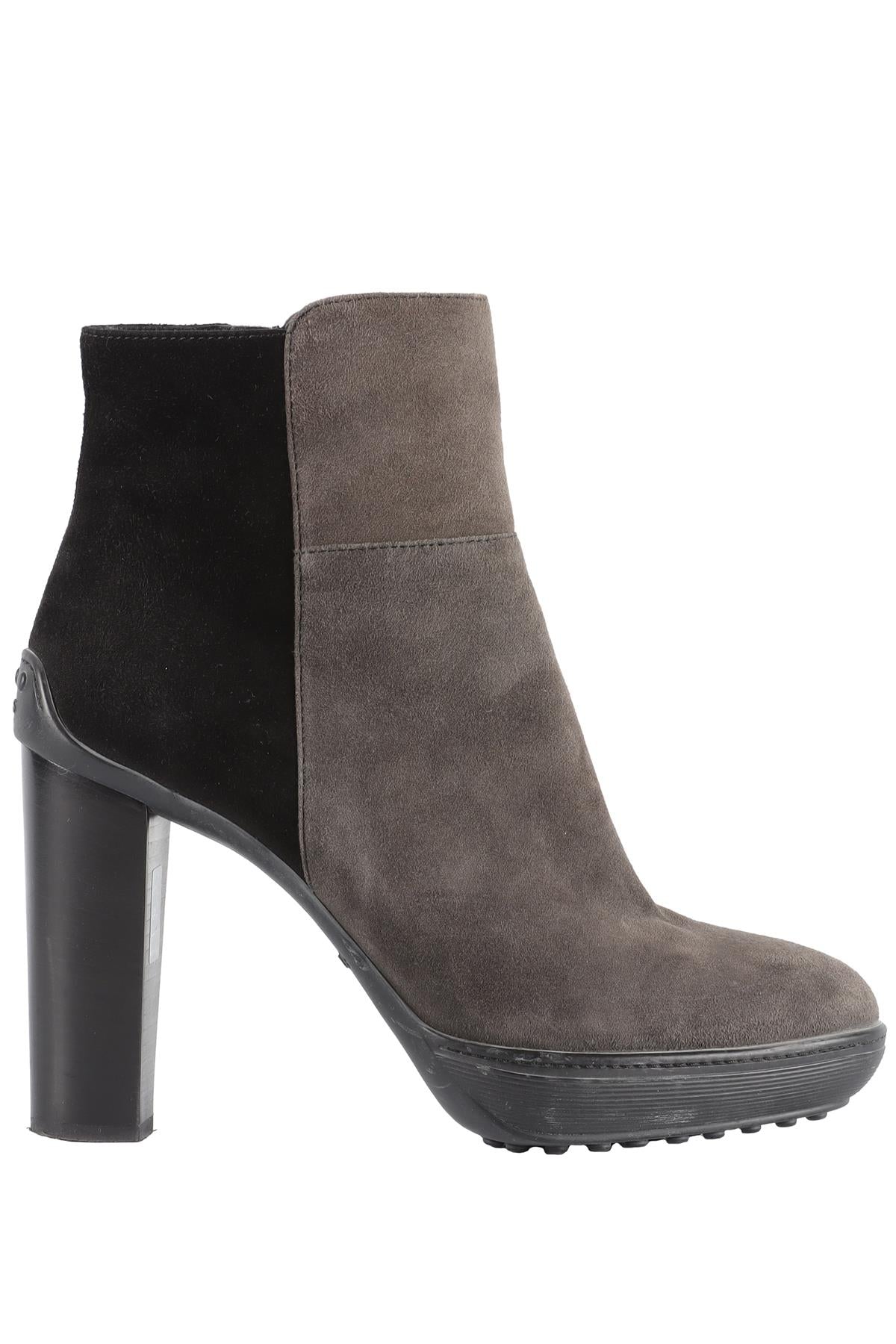 TOD'S GREY SUEDE ANKLE BOOTS HEELS EU 39 UK 6 US 9