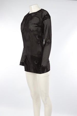 ANTHONY VACCARELLO BLACK FAUX SUEDE MINI DRESS FR 34 UK 6