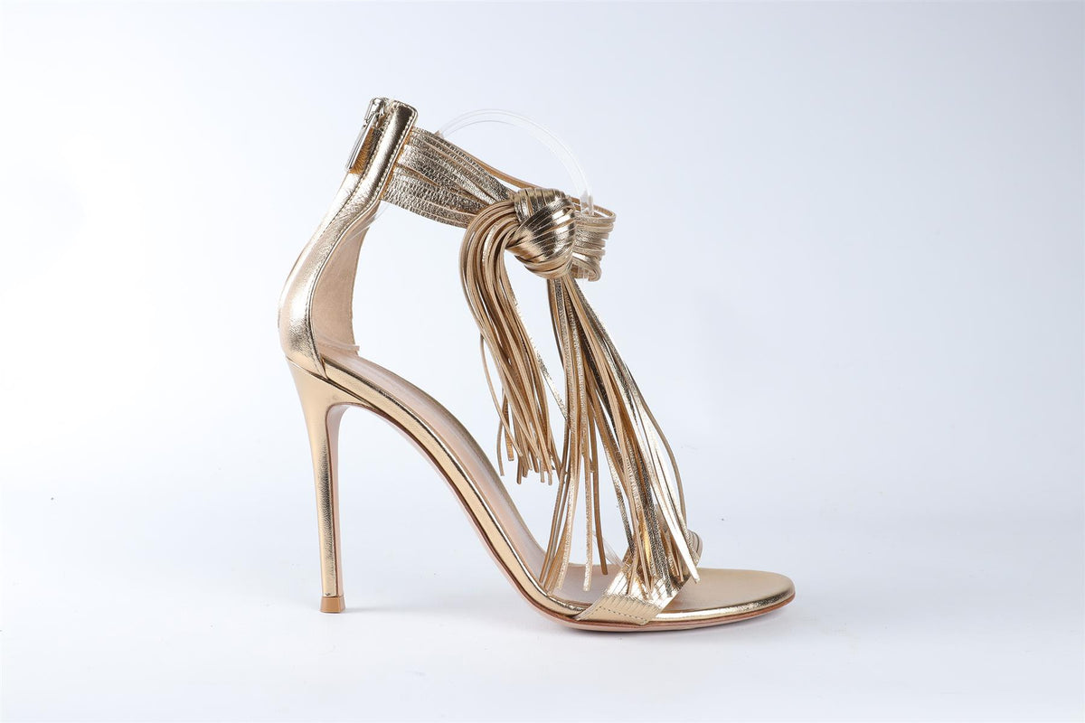 GIANVITO ROSSI GOLD LEATHER SANDALS EU 37.5 UK 4.5 US 7.5