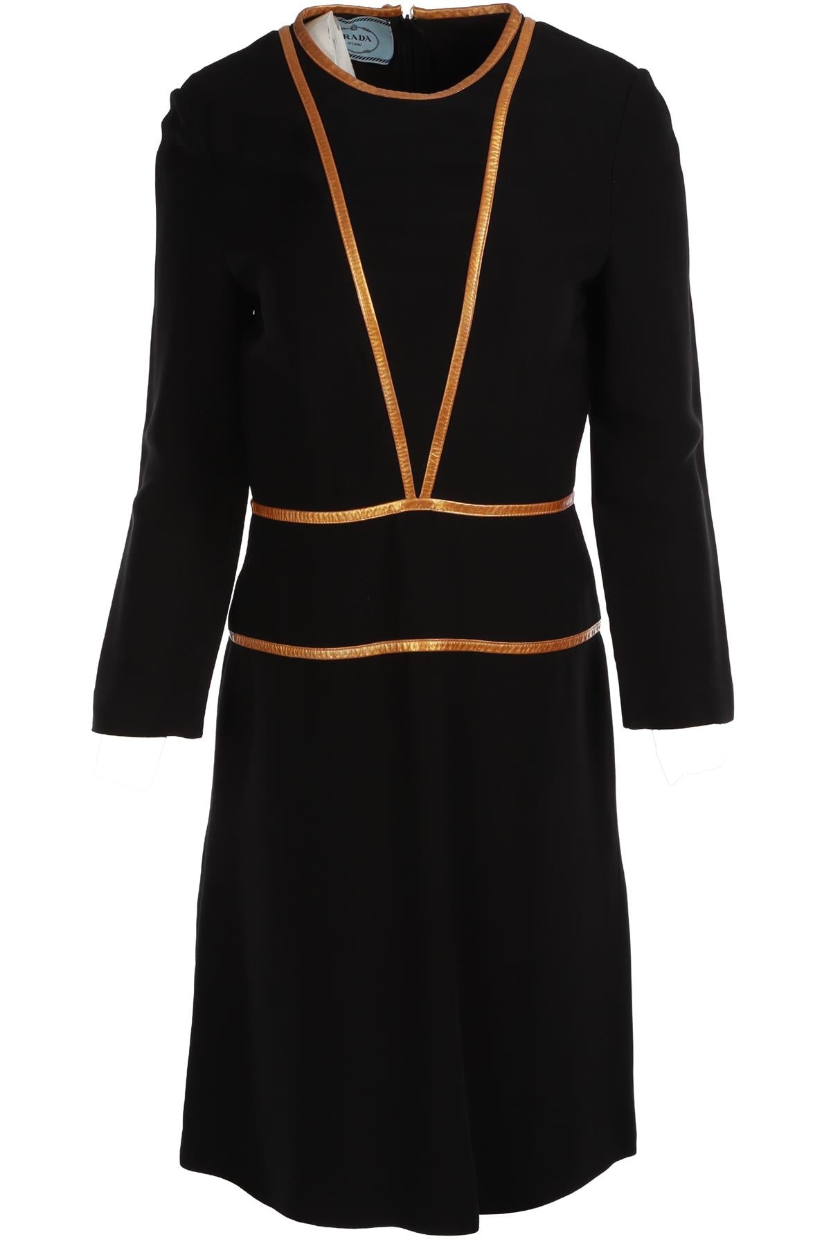 PRADA BLACK CREPE MIDI DRESS IT 42 UK 10