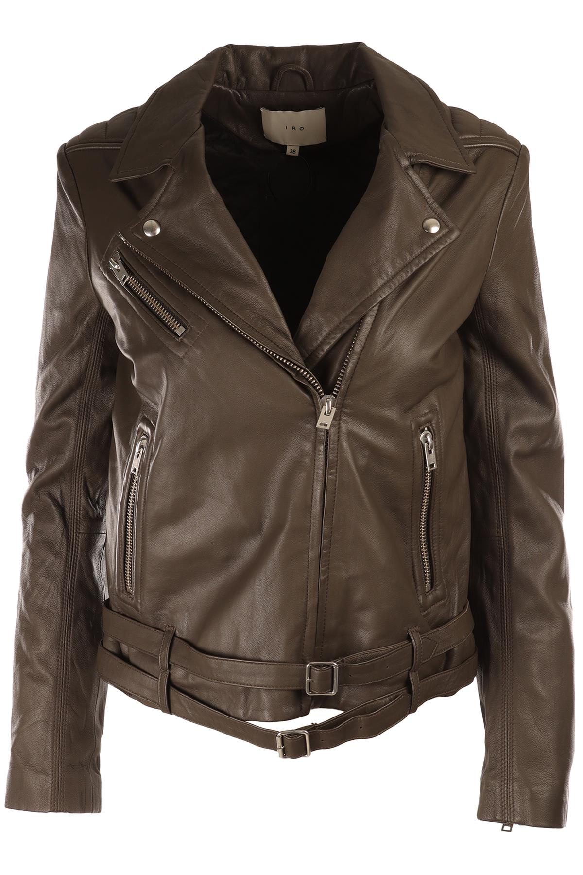 IRO GREY LEATHER JACKET FR 38 UK 10