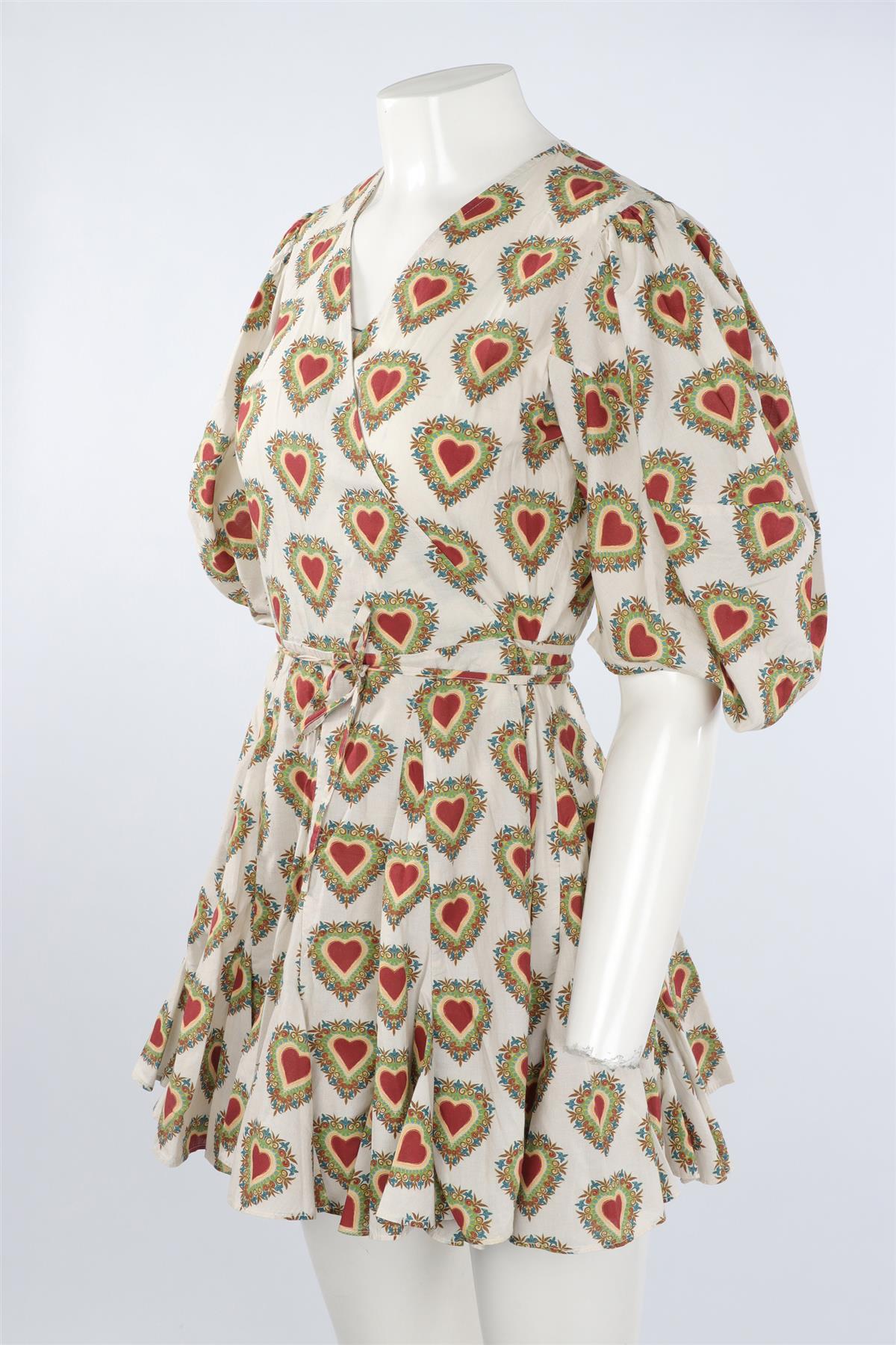 RHODE MULTI COTTON WRAP MINI DRESS MEDIUM