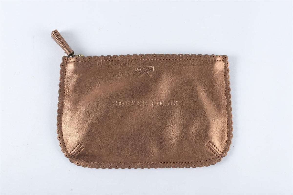 ANYA HINDMARCH BRONZE SMALL LEATHER POUCH
