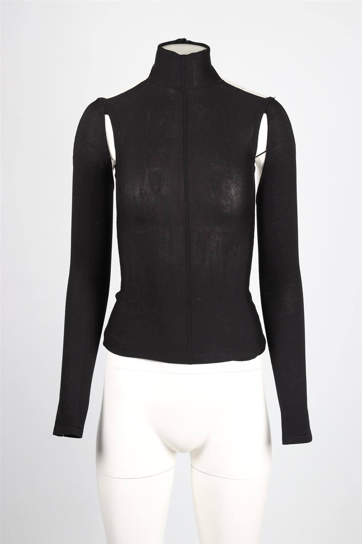 KHAITE BLACK CUTOUT WOOL TOP XSMALL
