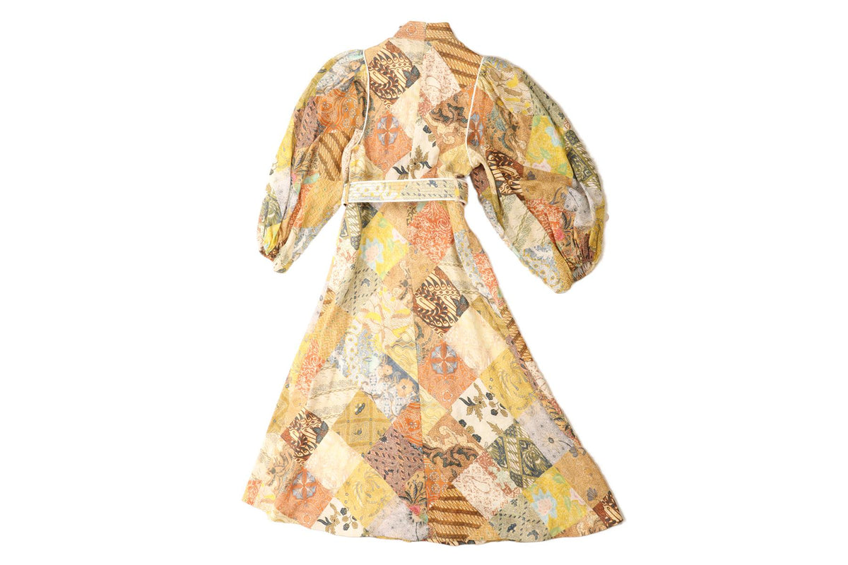 ZIMMERMANN MULTI LINEN MAXI DRESS 1 UK 10