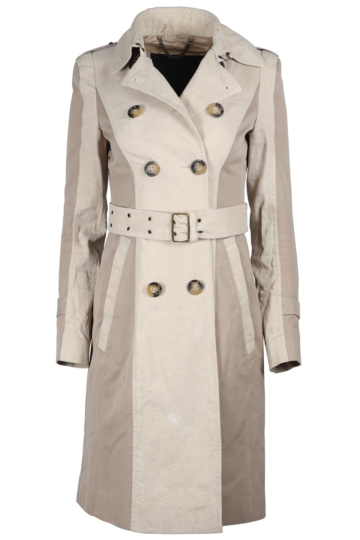 BURBERRY PRORSUM TAN LINEN TRENCH COAT FR 38 UK 10