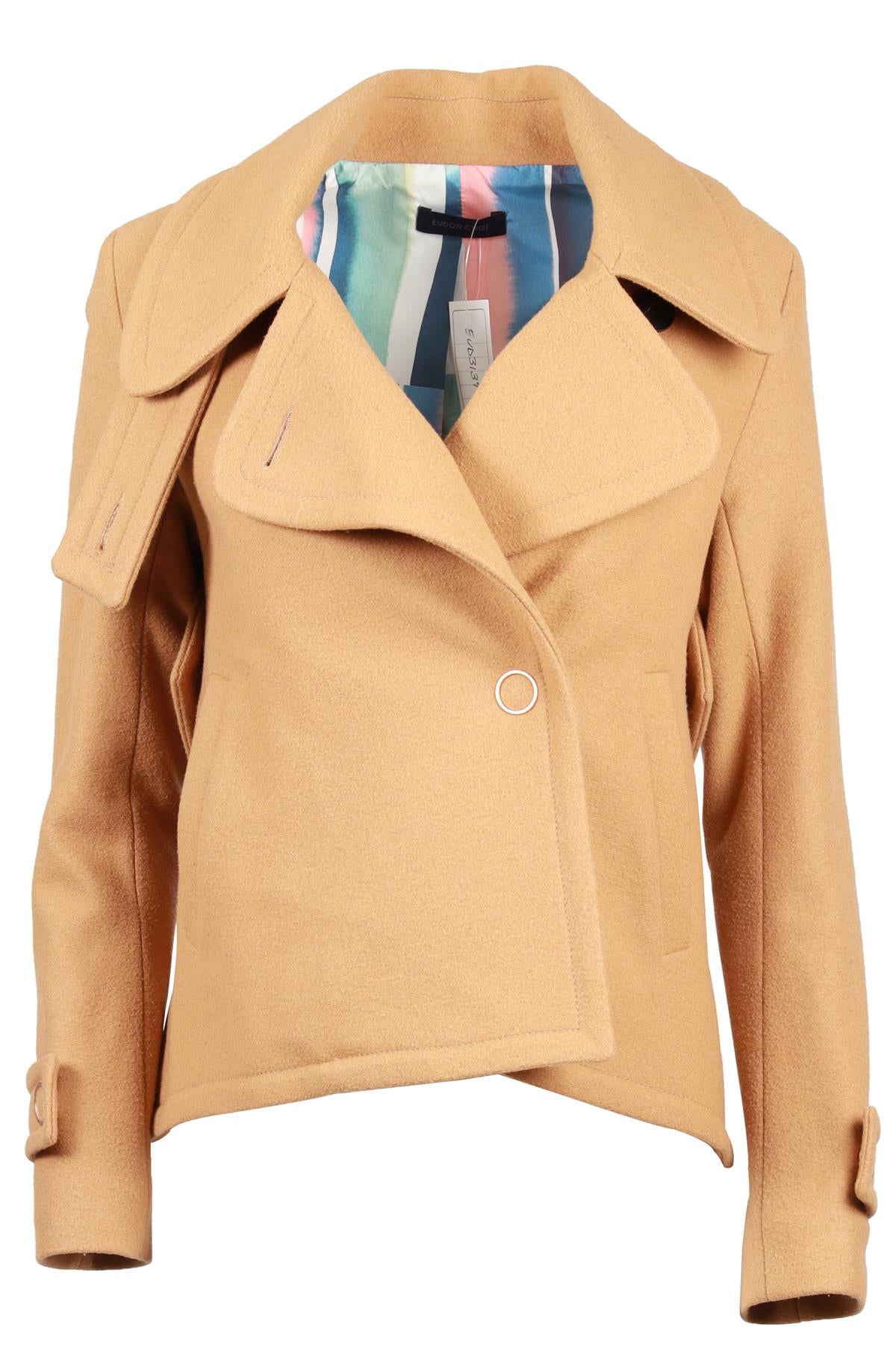 EUDON CHOI BROWN WOOL BLEND COAT UK 8