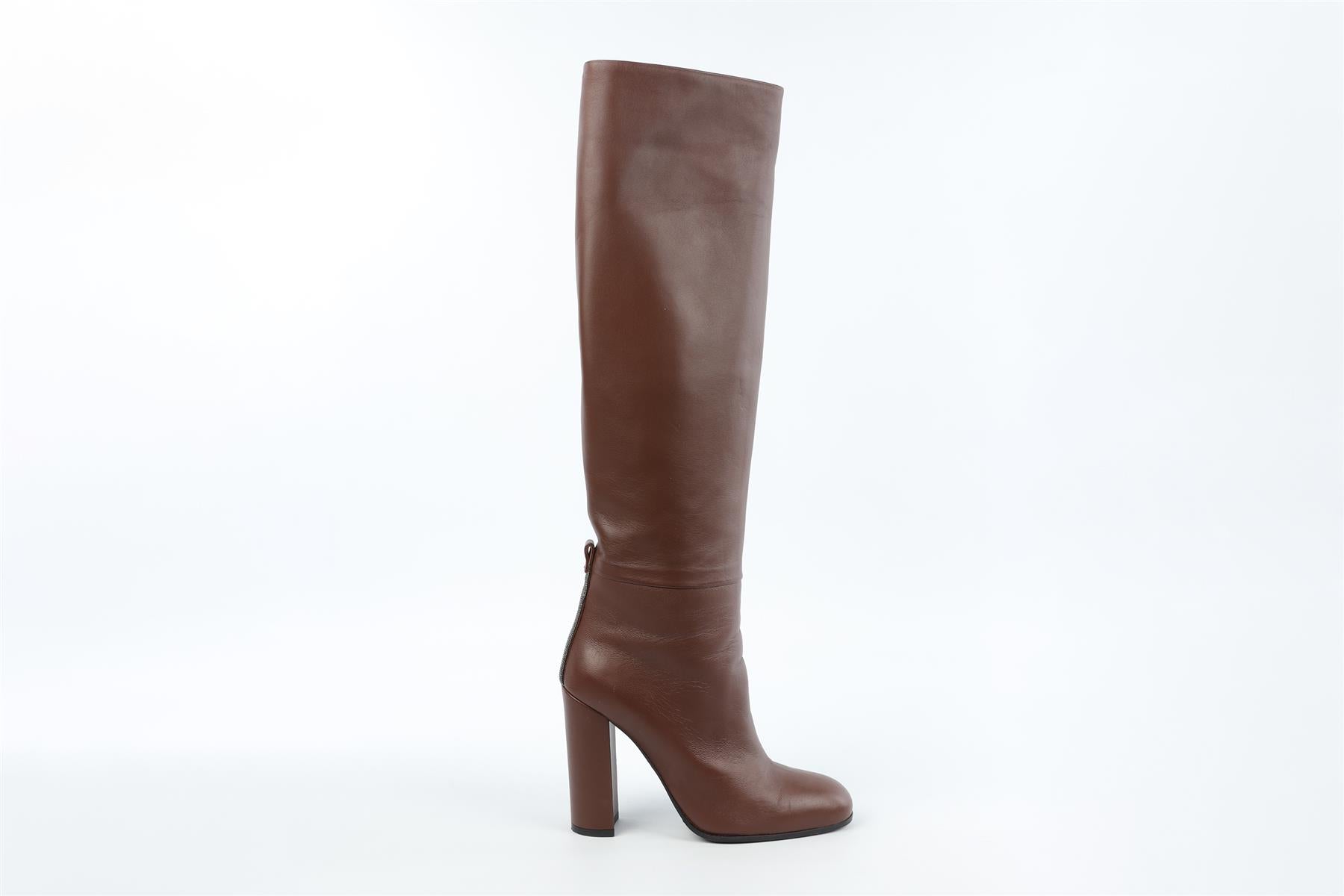 FABIANA FILIPPI BROWN LEATHER KNEE HIGH BOOTS EU 38 UK 5 US 8