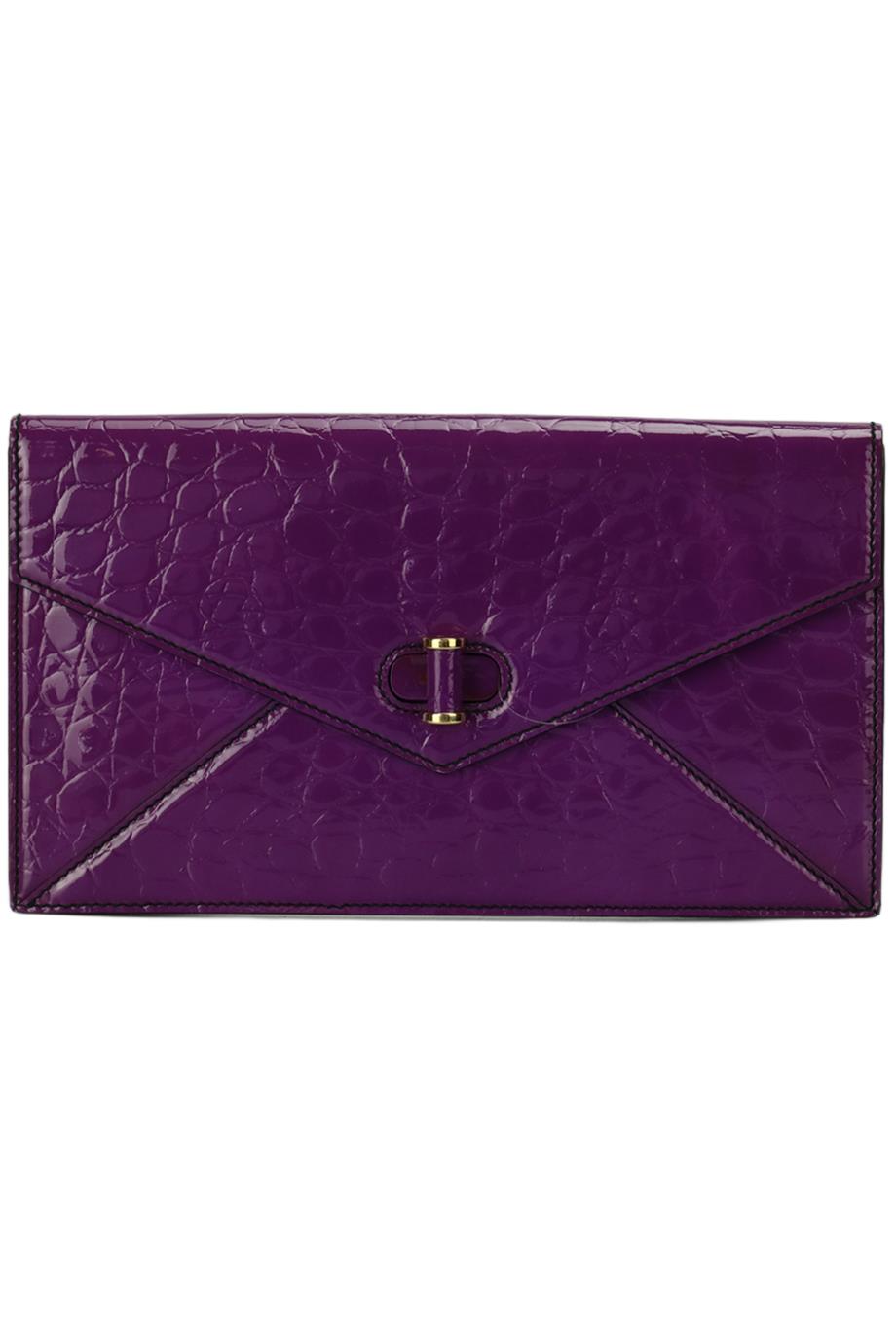 ALEXANDER MCQUEEN CROC EFFECT PATENT LEATHER CLUTCH