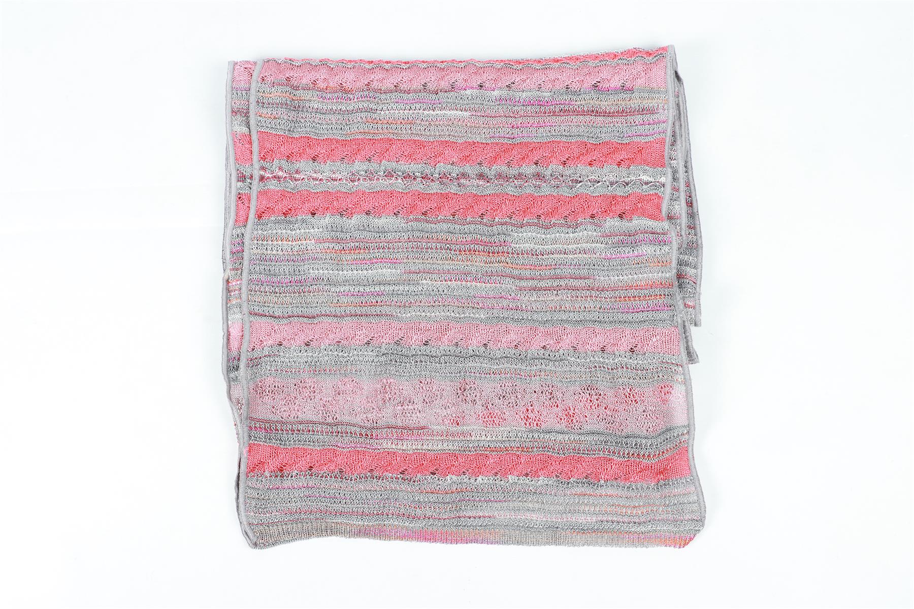 M MISSONI GREY AND PINK CROCHET SCARF