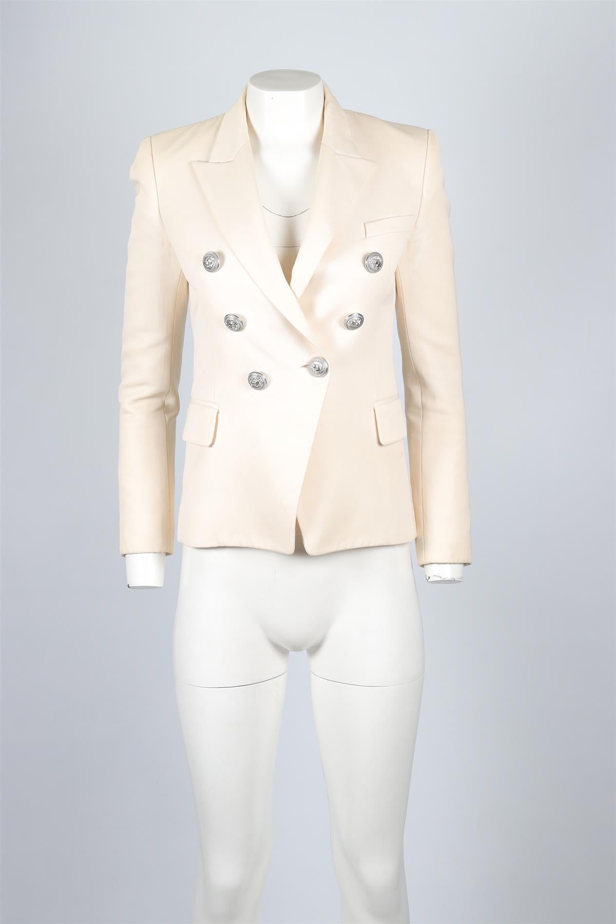 BALMAIN IVORY WOOL BLAZER FR 34 UK 6
