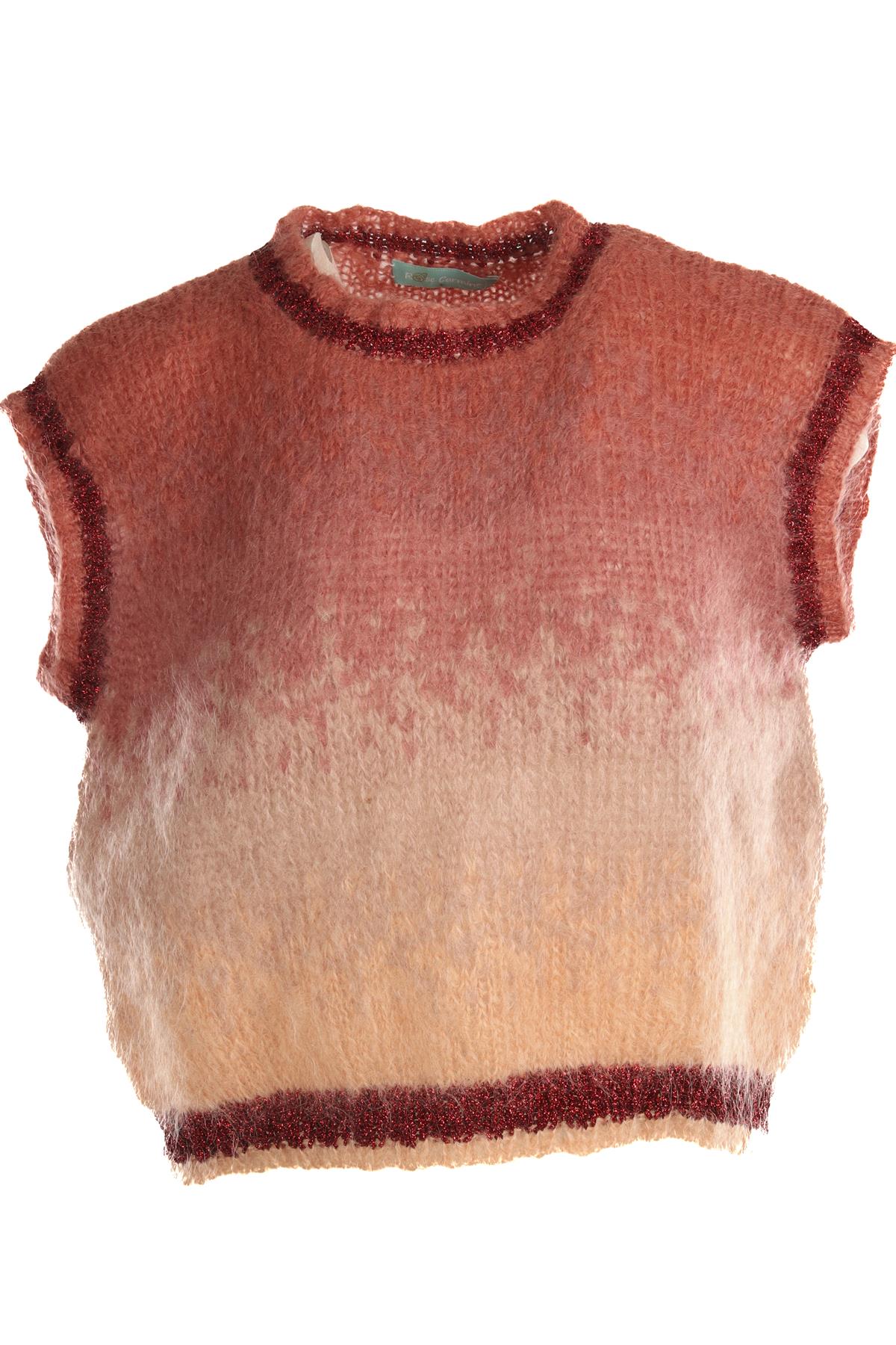 ROSE CARMINE PINK MOHAIR VEST FR 36 UK 8