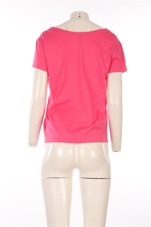 VERSACE PINK COTTON T-SHIRT IT 42 UK 10