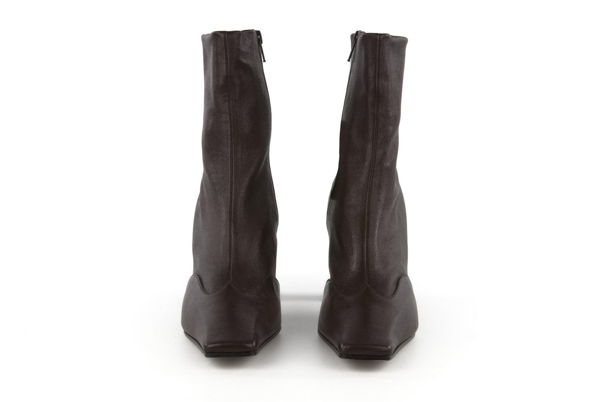 KHAITE BROWN NEVADA LEATHER ANKLE BOOTS EU 38 UK 5 US 8