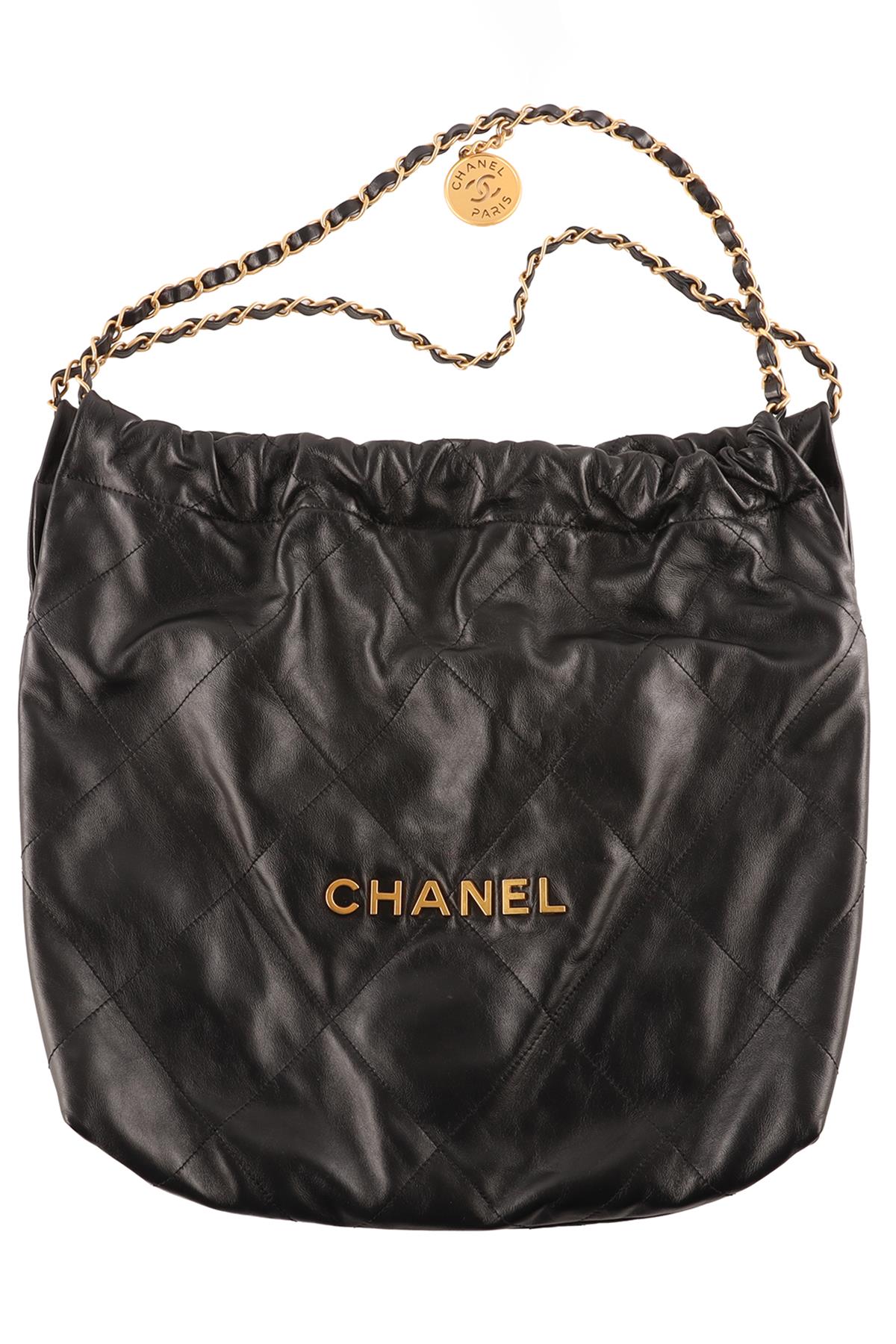 CHANEL BLACK 22 MEDIUM QUILTED LEATHER SHOULDER BAG
