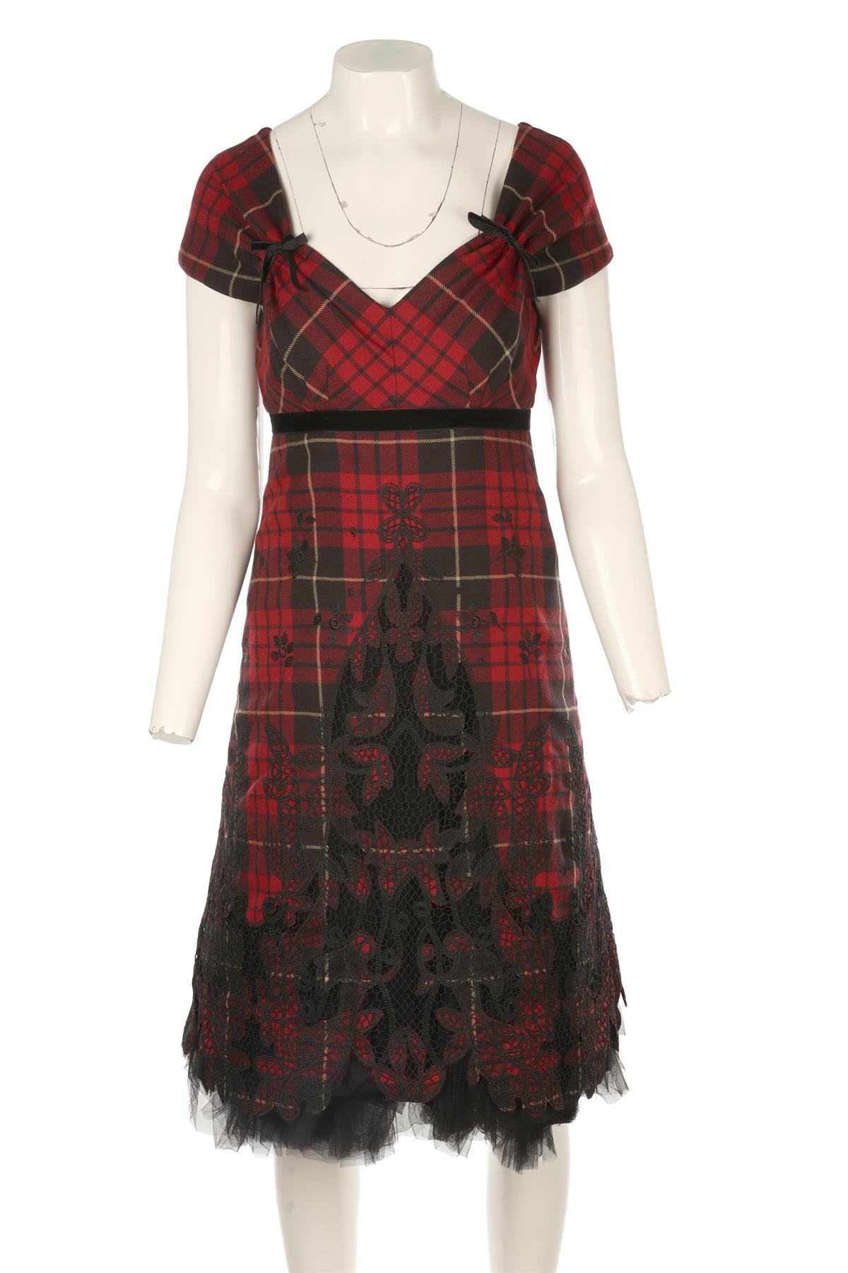 ALEXANDER MCQUEEN RED 2006 WOOL MIDI DRESS IT 40 UK 8