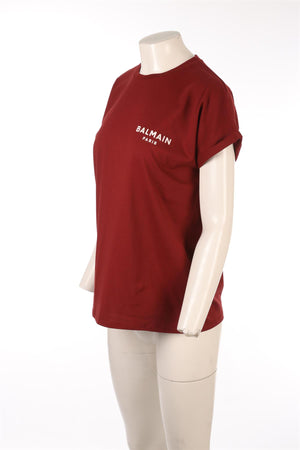 BALMAIN BURGUNDY COTTON T-SHIRT SMALL