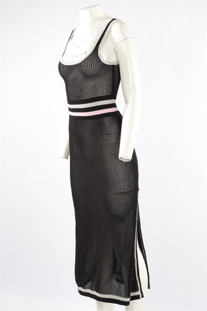 MORGAN LANE BLACK KNIT MIDI DRESS SMALL