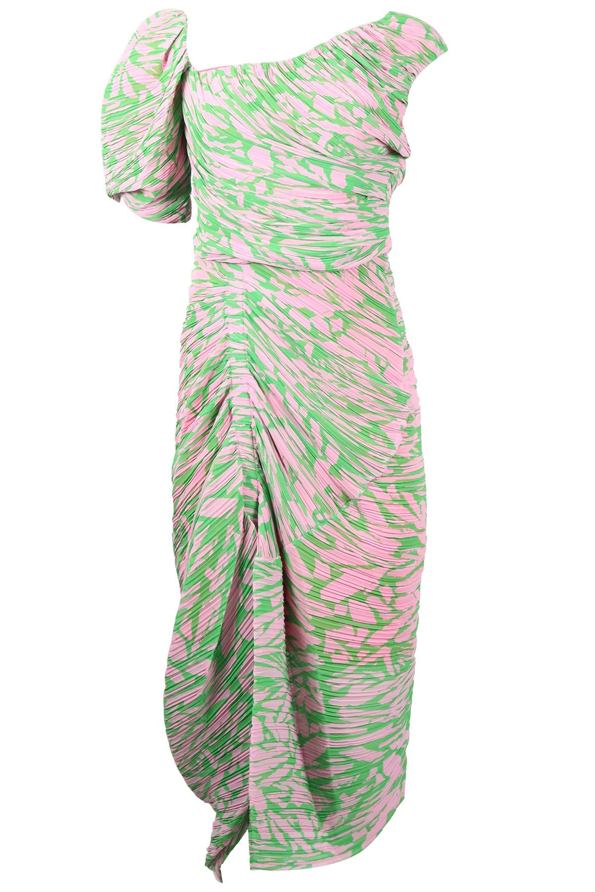 PREEN PLEATED CHIFFON MAXI DRESS SMALL
