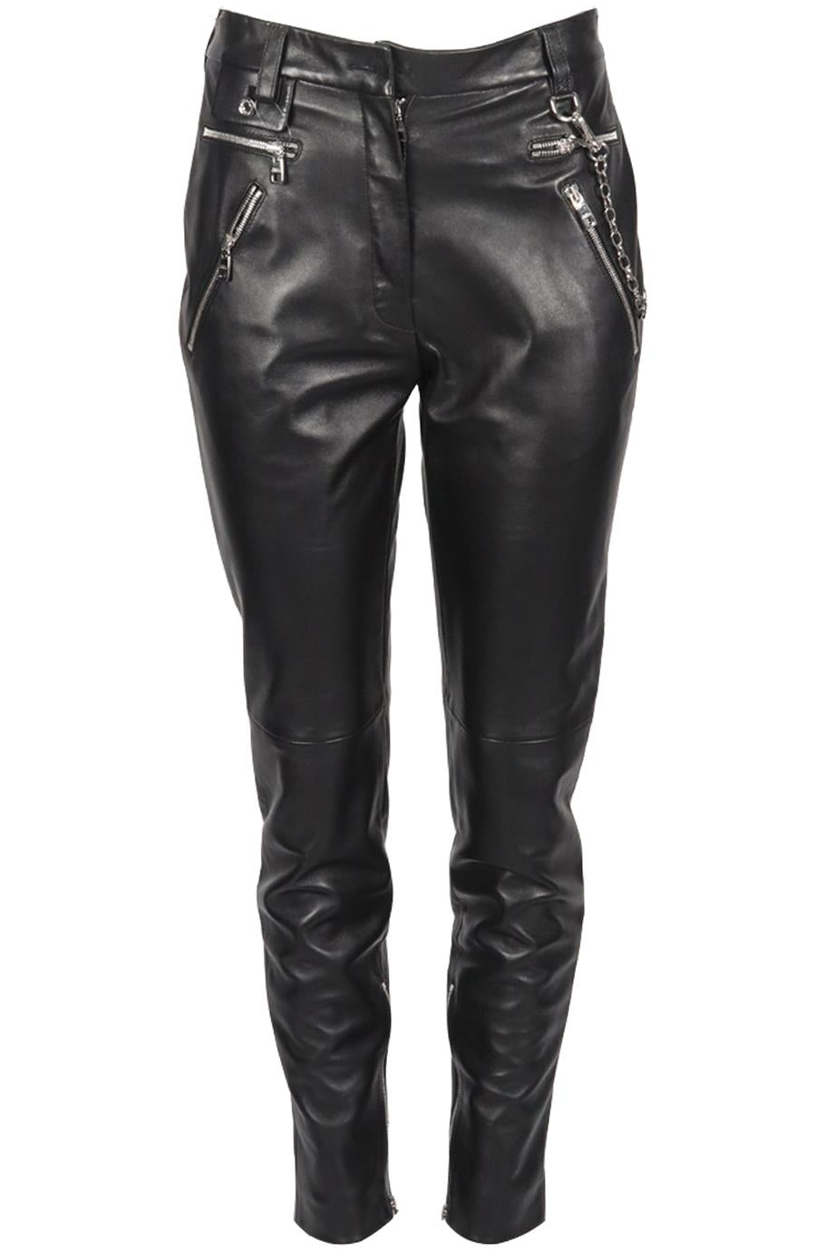 DOLCE AND GABBANA ZIP DEATIL LEATHER PANTS IT 44 UK 12