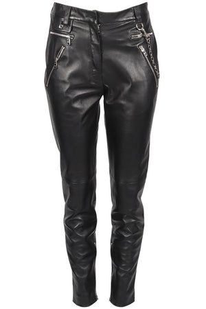 Black ivory Distressed leather trousers | Alexander McQueen | MATCHES UK