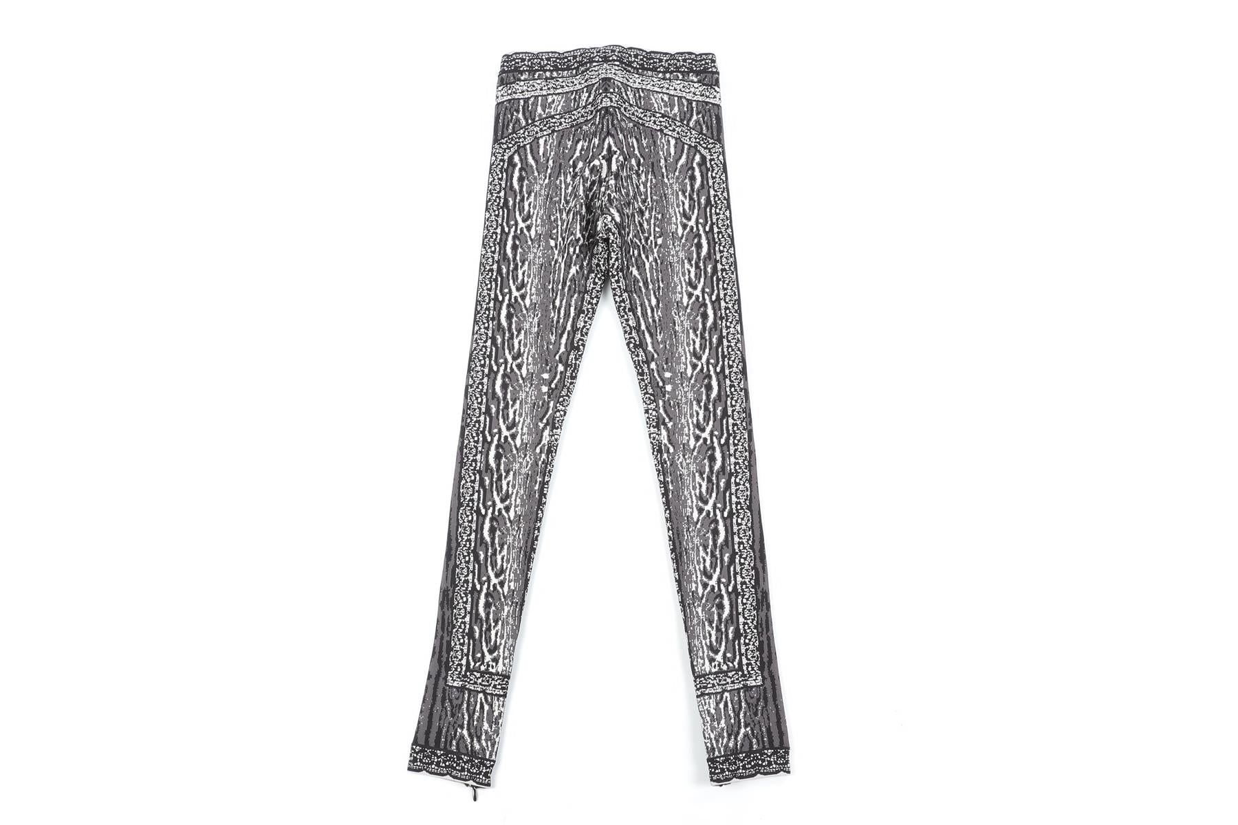 HERVE LEGER GREY JACQUARD KNIT LEGGINGS XSMALL