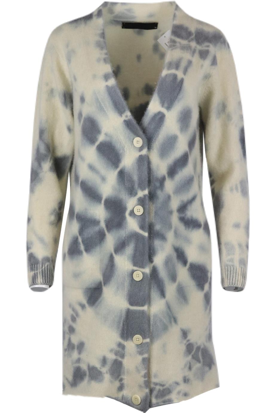 THE ELDER STATESMAN OVERSIZED TIE DYED CASHMERE CARDIGAN XSMALL