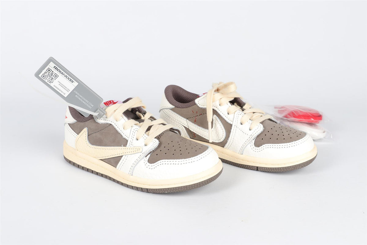 NIKE + TRAVIS SCOTT BROWN KIDS AIR JORDAN 1 LOW REVERSE MOCHA SNEAKERS EU 26 UK 8.5 US 9