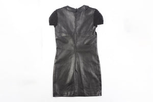 SAINT LAURENT BLACK LEATHER MINI DRESS FR 36 UK 8