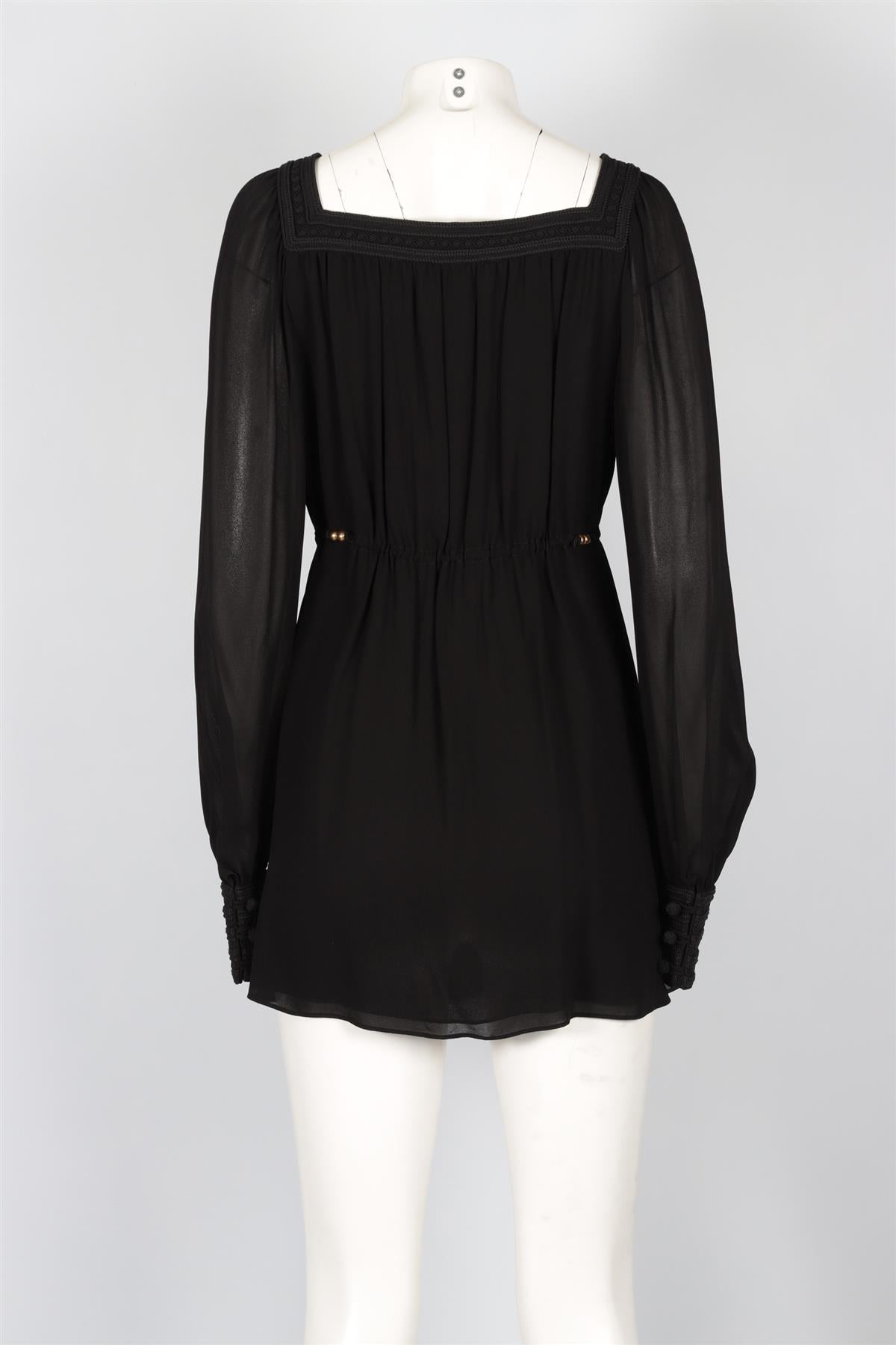 SAINT LAURENT BLACK CREPE MINI DRESS FR 40 UK 12