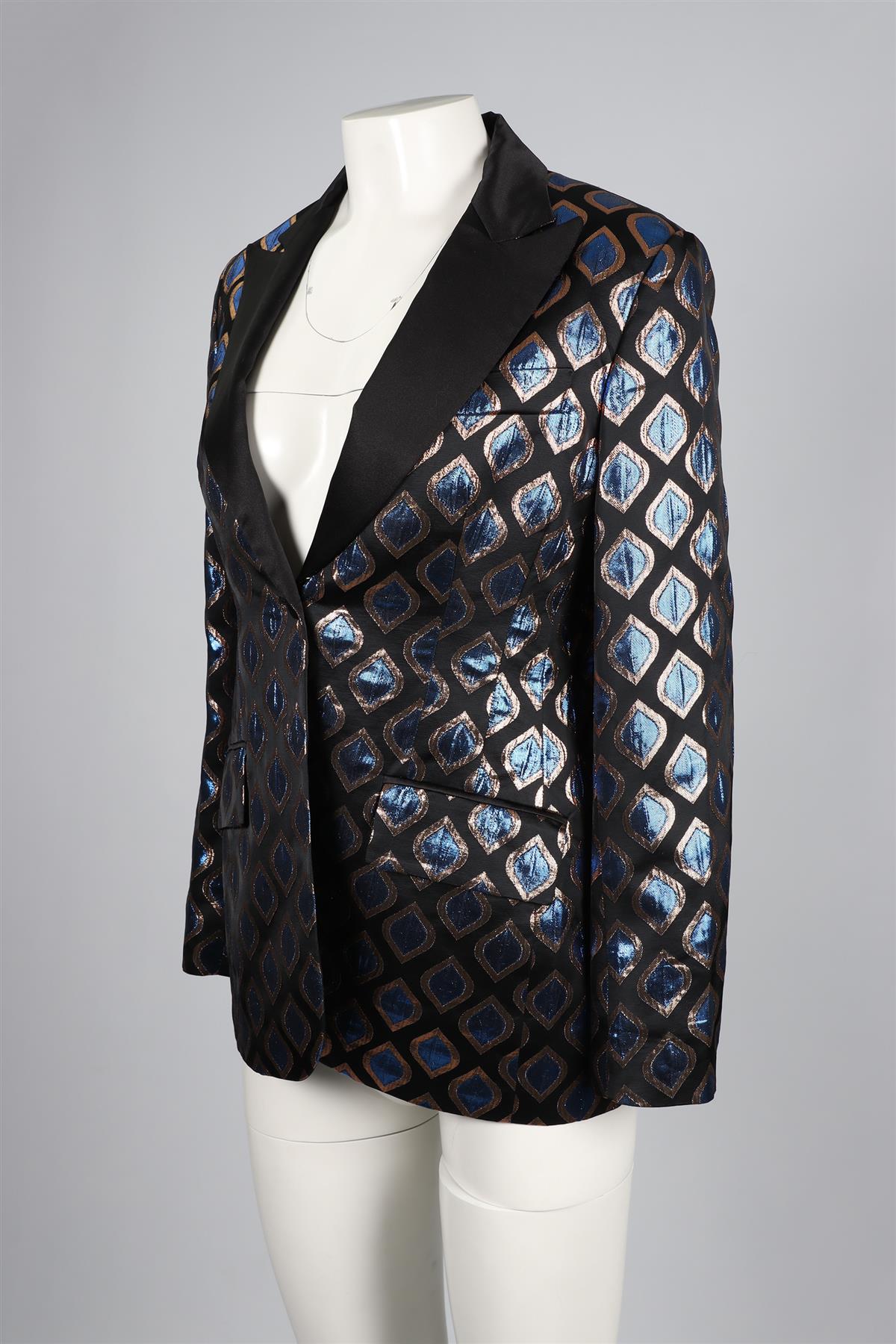 ETRO BLACK JACQUARD BLAZER IT 44 UK 12