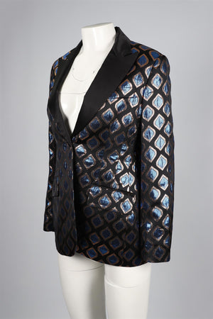 ETRO BLACK JACQUARD BLAZER IT 44 UK 12