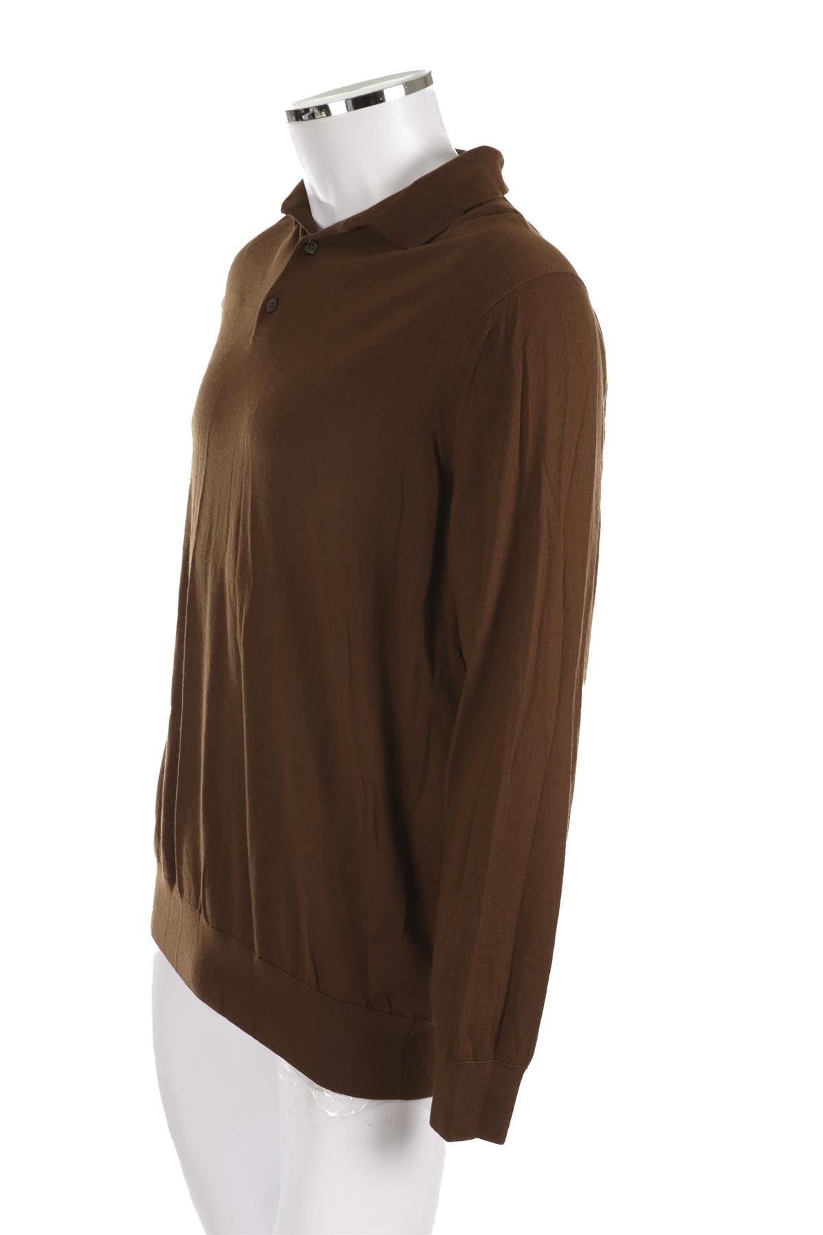 LORO PIANA BROWN MEN'S WOOL SWEATER IT 56