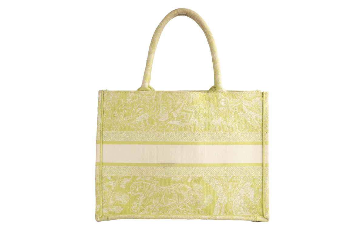 CHRISTIAN DIOR GREEN BOOK MEDIUM TOILE DE JOUY CANVAS TOTE BAG