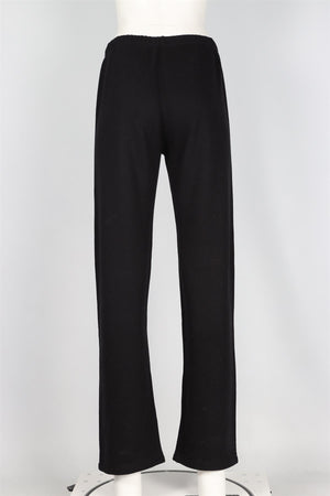 ÉTERNE BLACK COTTON BLEND STRAIGHT LEG PANTS SMALL