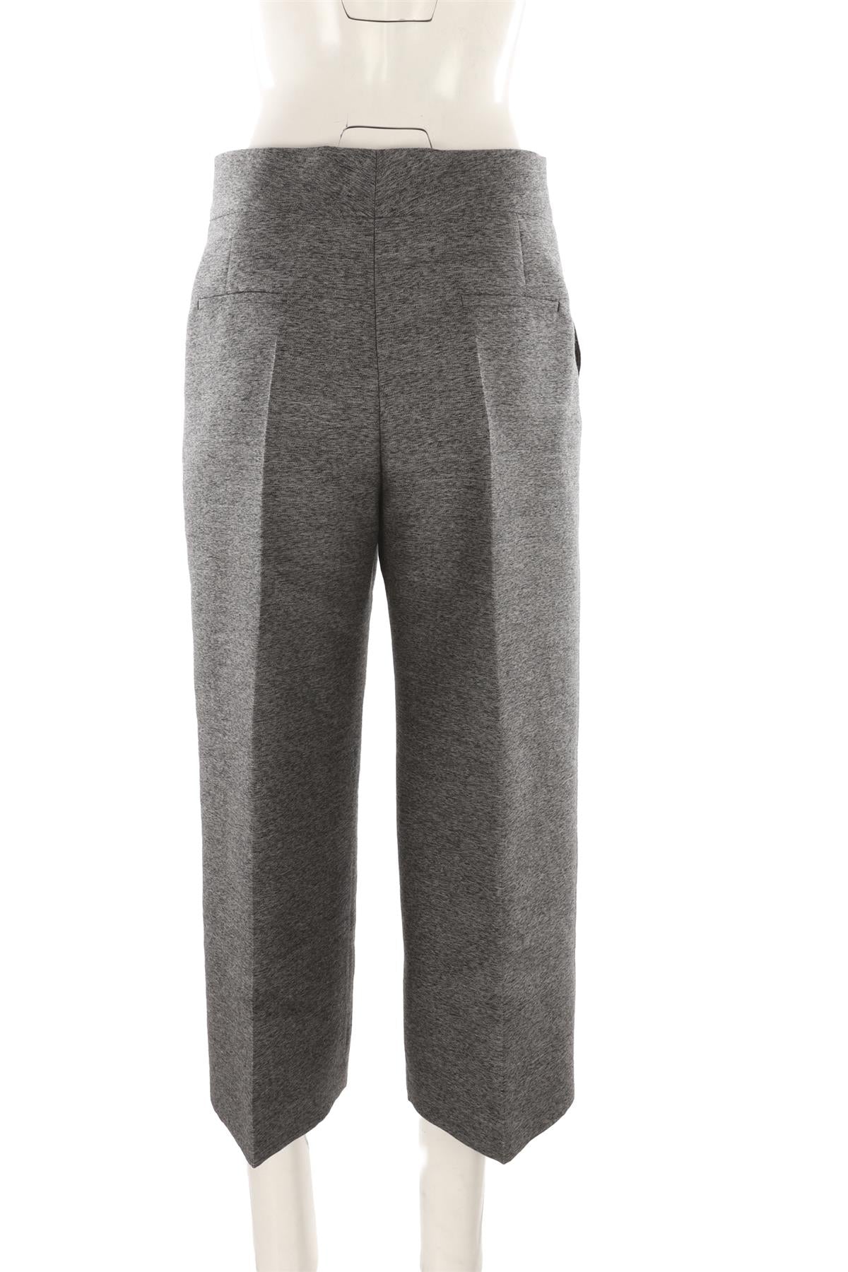 GREY WOOL WIDE LEG PANTS