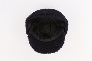 CHANEL NAVY 2018 FAUX SHEARLING CAP MEDIUM