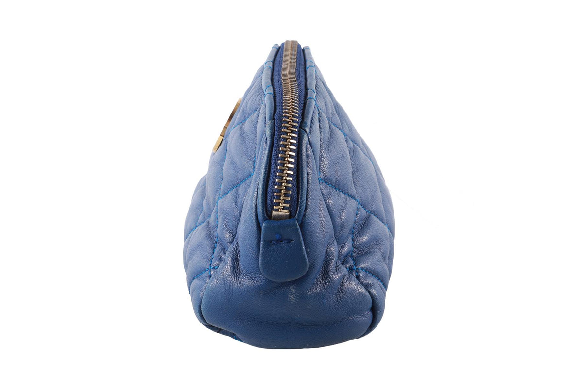 MONCLER BLUE LEATHER POUCH