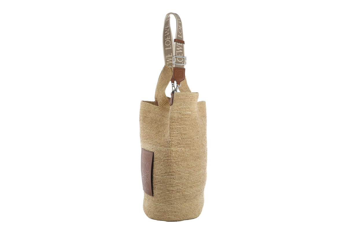 LOEWE + PAULA'S IBIZA BEIGE SLIT LARGE RAFFIA TOTE BAG
