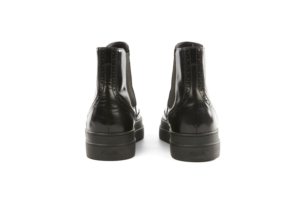 PRADA BLACK MEN'S LEATHER ANKLE BOOTS UK 7.5 EU 41.5 US 8.5