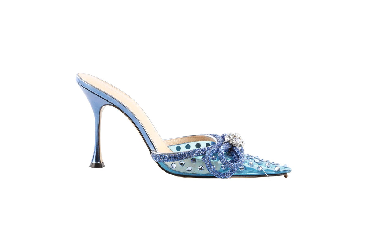 MACH & MACH BLUE CRYSTAL AND PVC MULES EU 39 UK 6 US 9