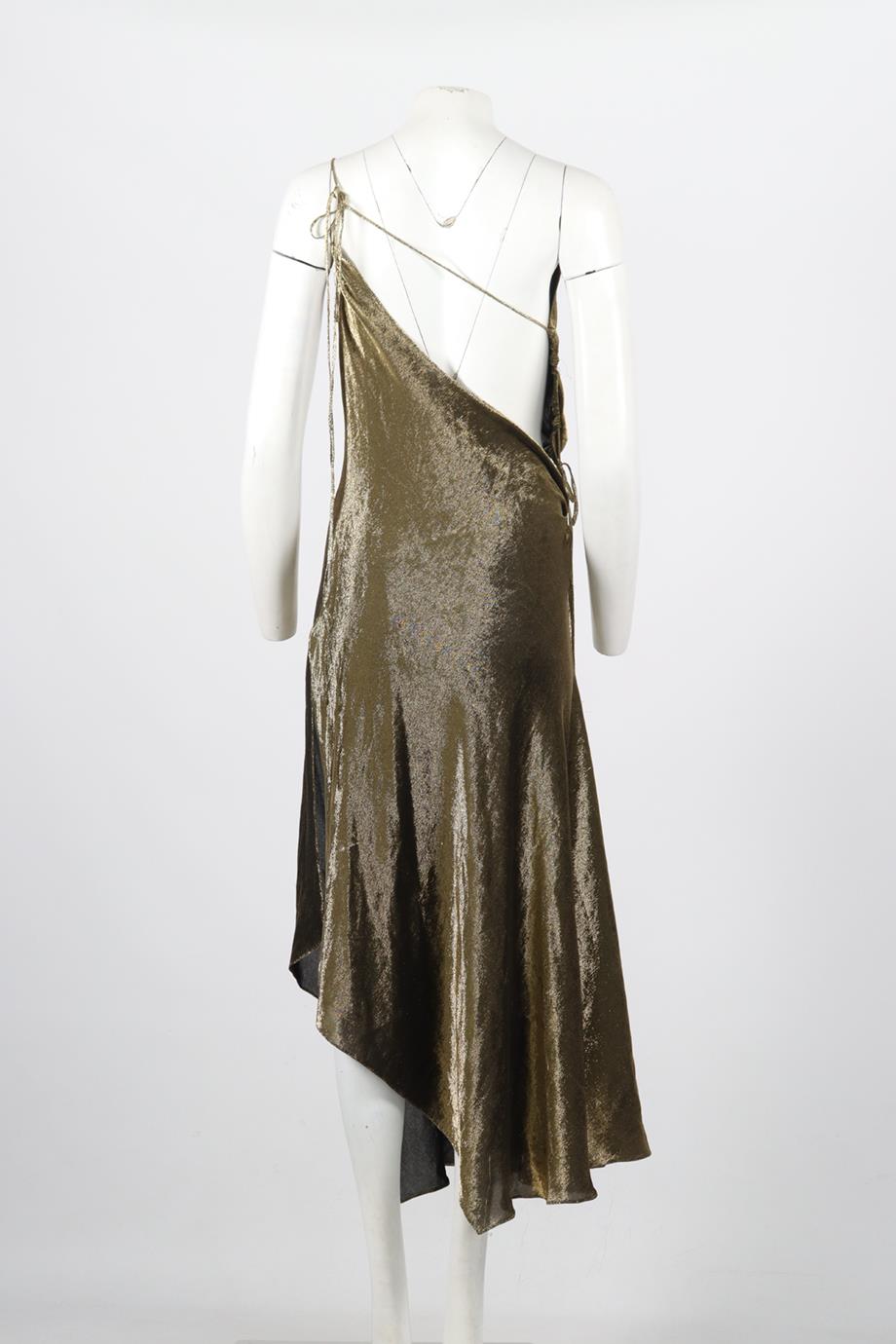 JUAN CARLOS OBANDO DRAPED SILK MAXI DRESS US 2 UK 6
