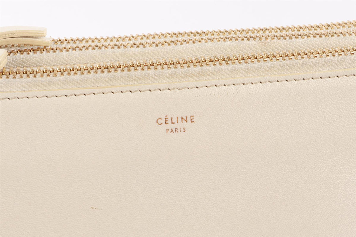 CELINE WHITE TRIO LEATHER CROSSBODY BAG