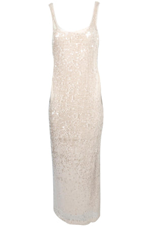 SIMKHAI CREAM SEQUIN MAXI DRESS US 2 UK 6