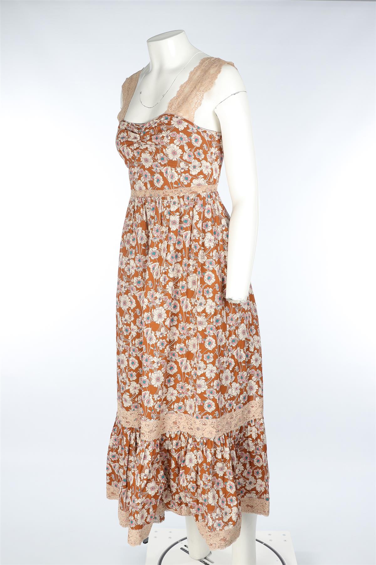 GUCCI BROWN SILK MAXI DRESS IT 34 UK 2