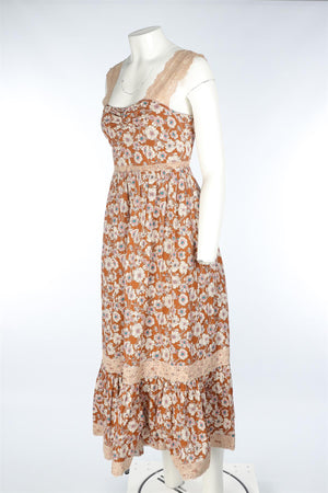 GUCCI BROWN SILK MAXI DRESS IT 34 UK 2