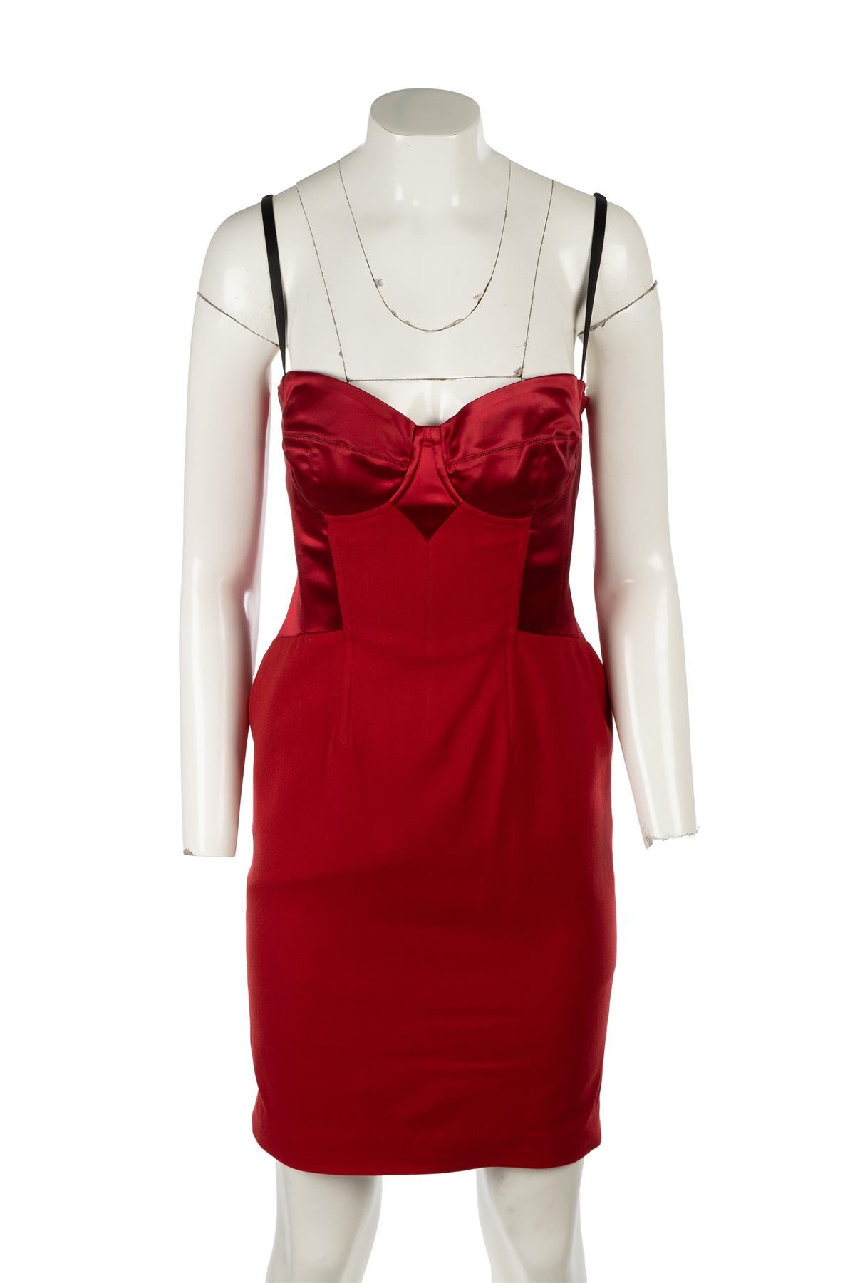DOLCE & GABBANA RED SATIN MINI DRESS IT 46 UK 14
